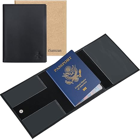 Pilot Wallet Passport Holder - Nappa Leather Pilot Passport Wallet Accessories (Black)