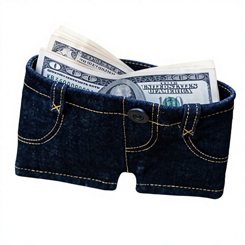 Vintage denim shorts wallet with cash storage