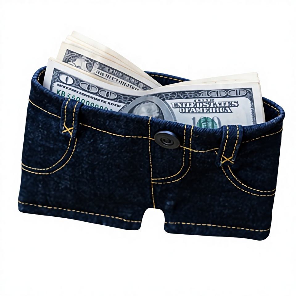 Vintage denim shorts wallet with cash storage