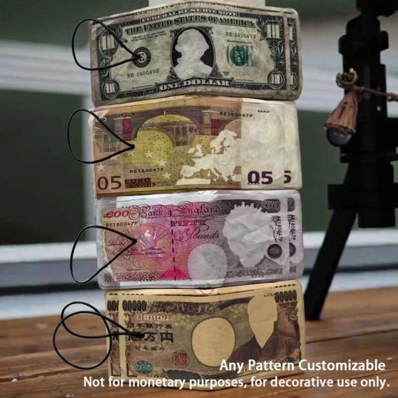 Currency-inspired printed leather wallet collection