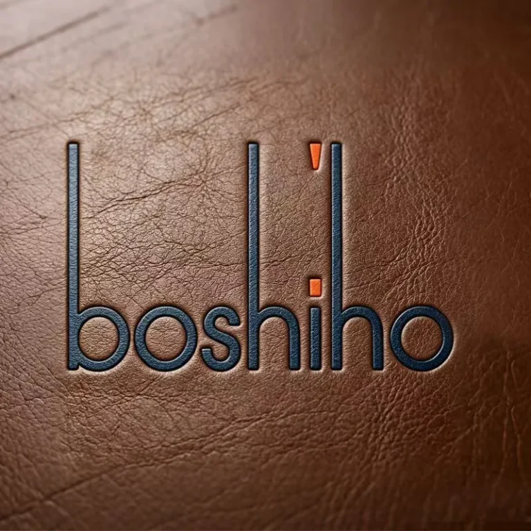 BOSHIHO multicolour logo printing on brown leather