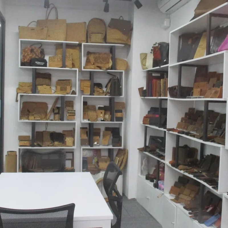BOSHIHO showroom displaying leather product samples