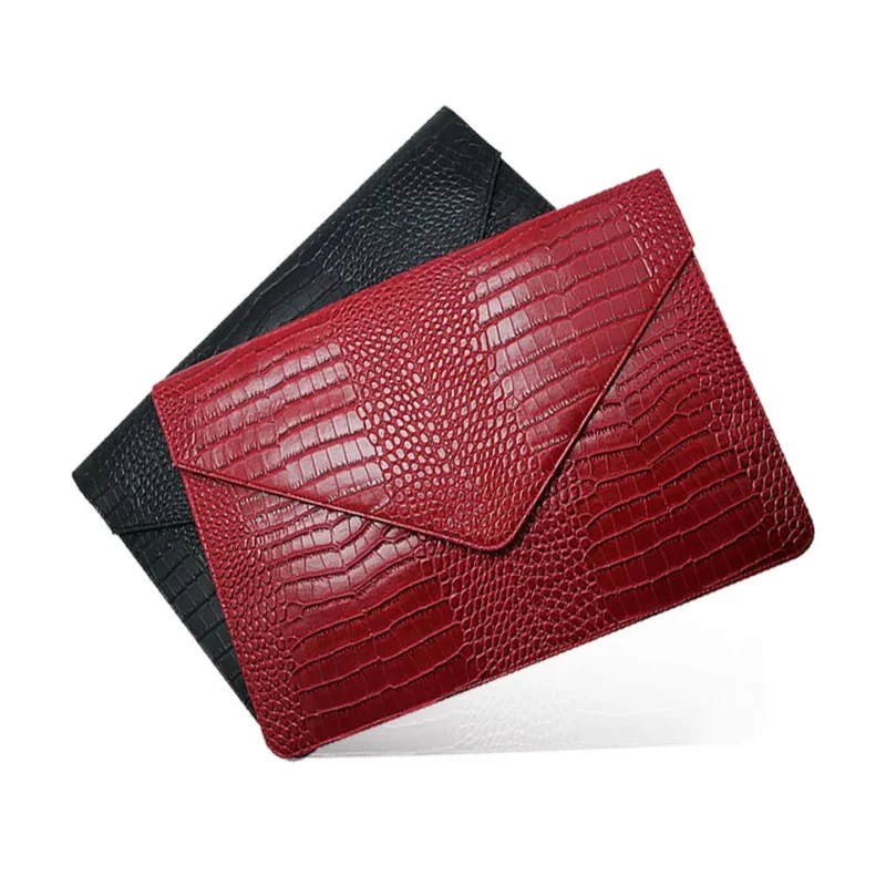 Red and black crocodile-texture PU laptop sleeves