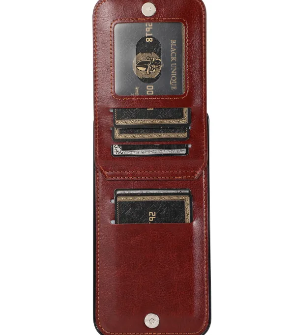 Open phone-case wallet panel showing multiple card slots